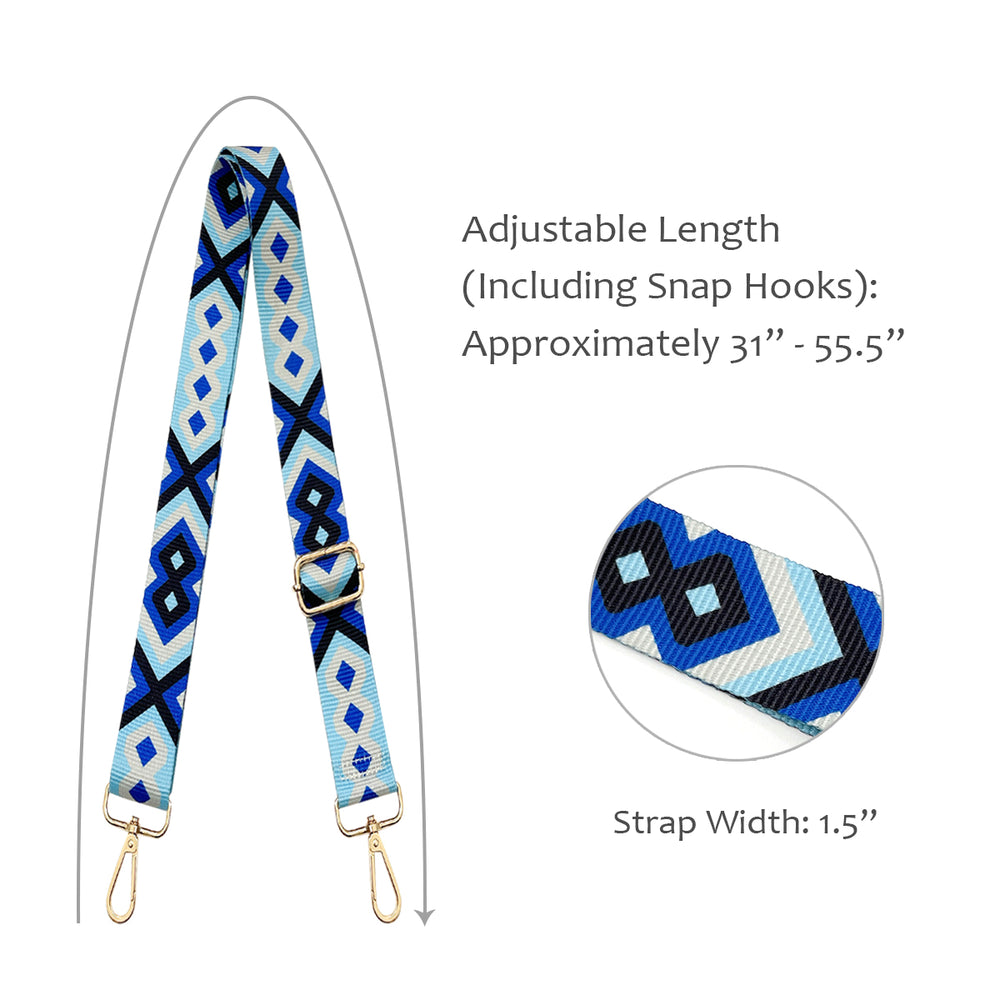 Blue Geometric Adjustable Bag Strap