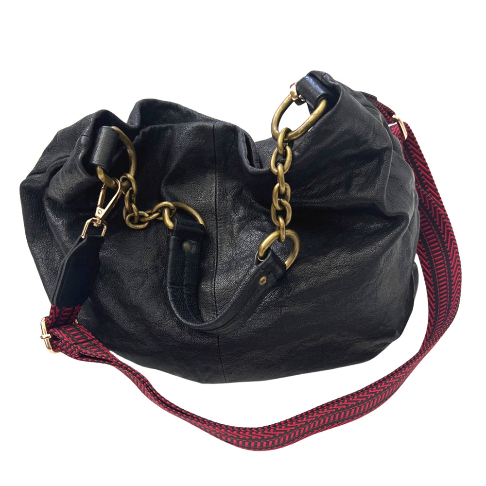 Red Faux Leather Tracks Adjustable Bag Strap