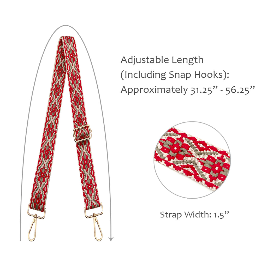 Red & Taupe Boho Adjustable Bag Strap
