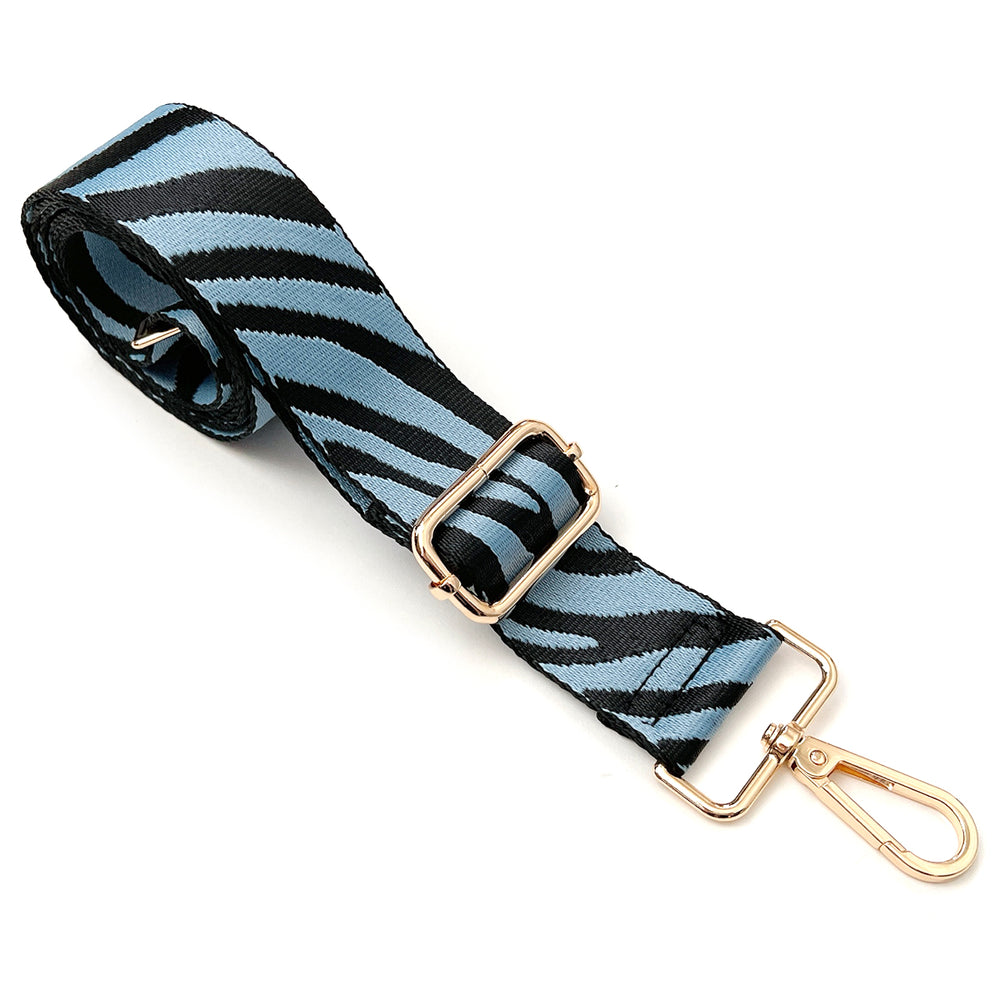 Blue Zebra Stripes Adjustable Bag Strap