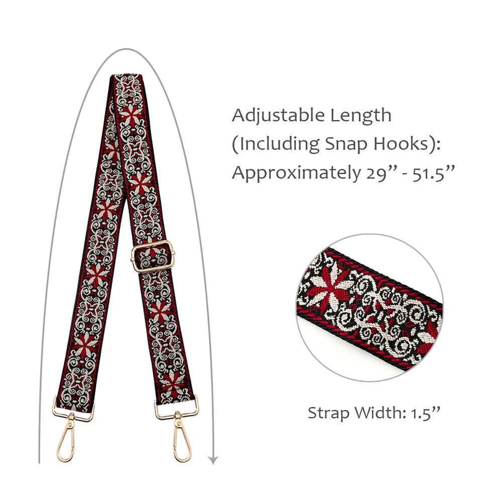Red Embroidered Adjustable Bag Strap