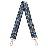 Blue Embroidered Adjustable Bag Strap