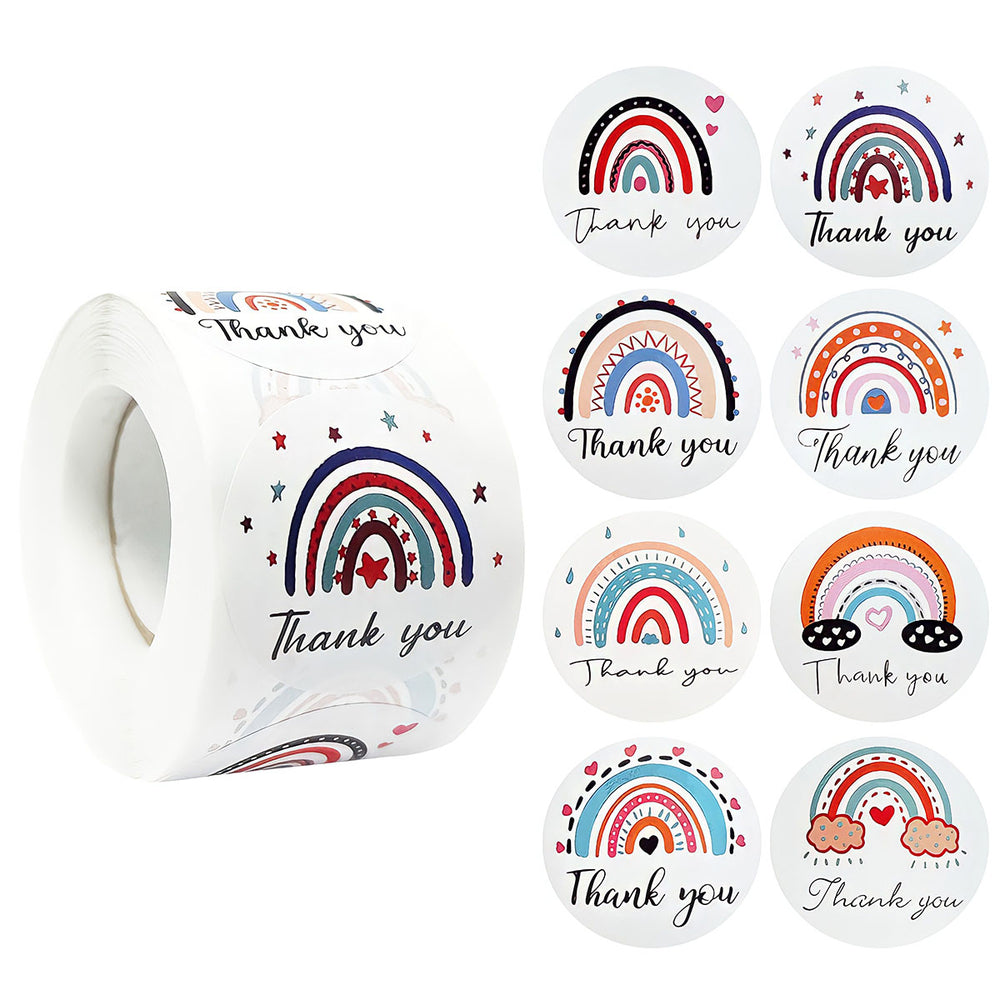 Rainbow Thank You Sticker Roll Label Stickers (500 stickers)