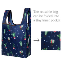 Cactus Nylon Reusable Foldable JoliBag Grocery Bag (set of 2)