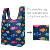 Colorful Fishes Nylon Reusable Foldable JoliBag Grocery Bag (set of 2)