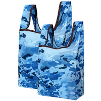 Blue Camouflage Nylon Reusable Foldable JoliBag Grocery Bag (set of 2)