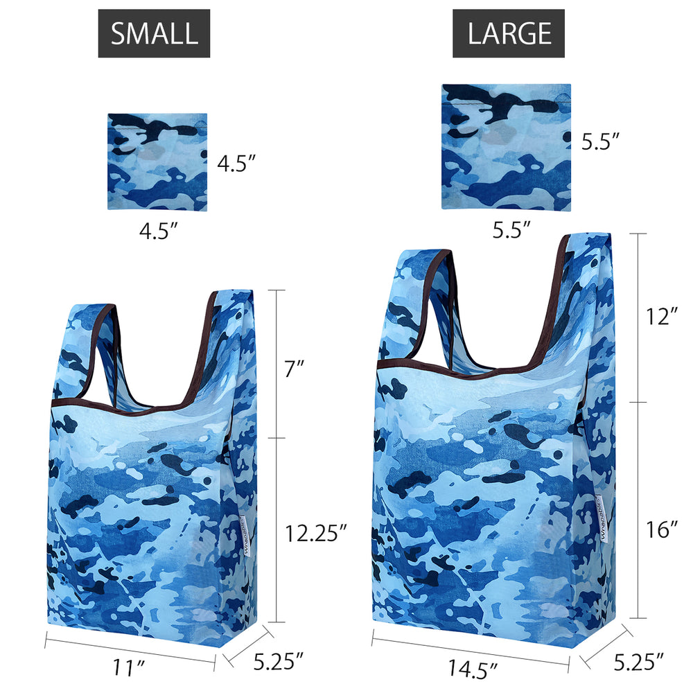 Blue Camouflage Nylon Reusable Foldable JoliBag Grocery Bag (set of 2)