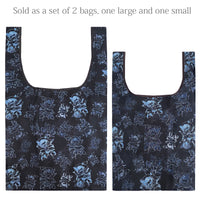 Black Rose Nylon Reusable Foldable JoliBag Grocery Bag (set of 2)