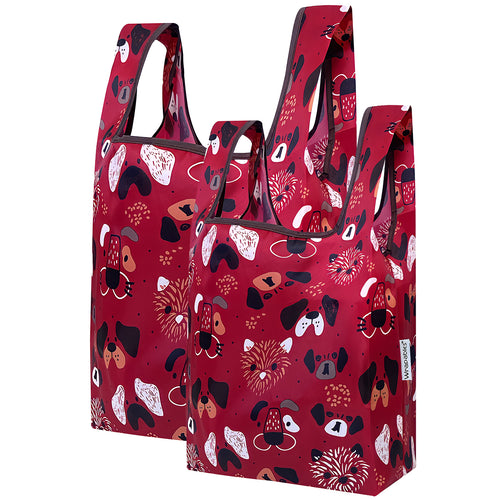 Cats & Dogs Nylon Reusable Foldable JoliBag Grocery Bag (set of 2)