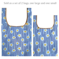 Daisy Stripes Nylon Reusable Foldable JoliBag Grocery Bag (set of 2)