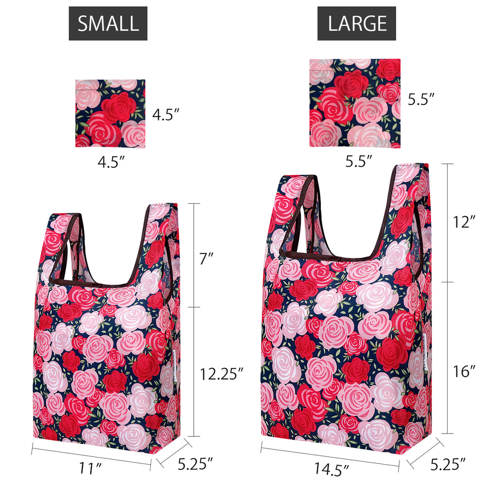 Rose Garden Nylon Reusable Foldable JoliBag Grocery Bag (set of 2)
