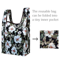 White Flowers Nylon Reusable Foldable JoliBag Grocery Bag (set of 2)