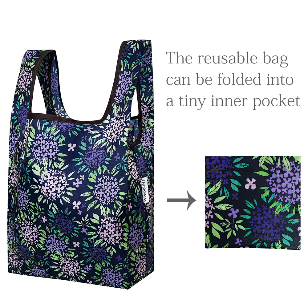 Purple Hydrangea Reusable Foldable JoliBag Grocery Bag (set of 2)