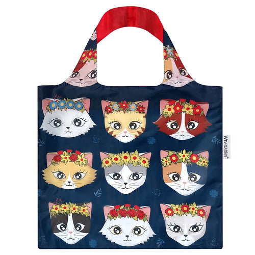 Flower Crown Cats Allybag Foldable Eco-Friendly Reusable Bag